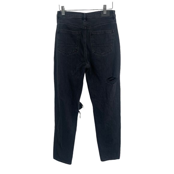 American Eagle Comfort Stretch Mom Jean Charcoal Wash Distressed Hi-Rise Women 2 - Picture 5 of 10
